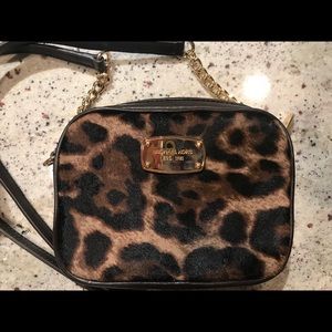 MK leopard & leather crossbody
